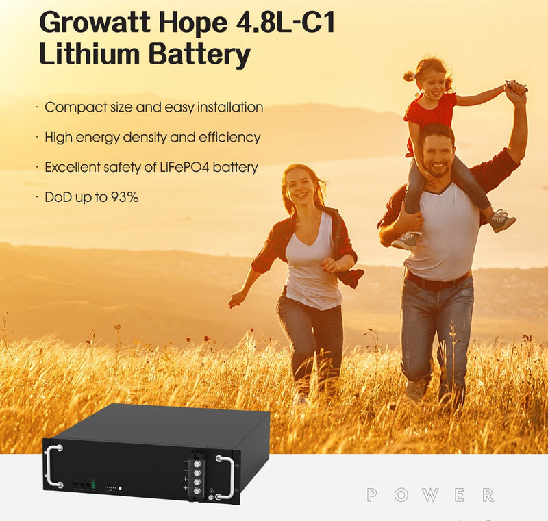 Growatt Hope 4.8L-C1 48V 100Ah リン酸鉄リチウムイオンバッテリー ラック式 Lifepo4 4.8kWh