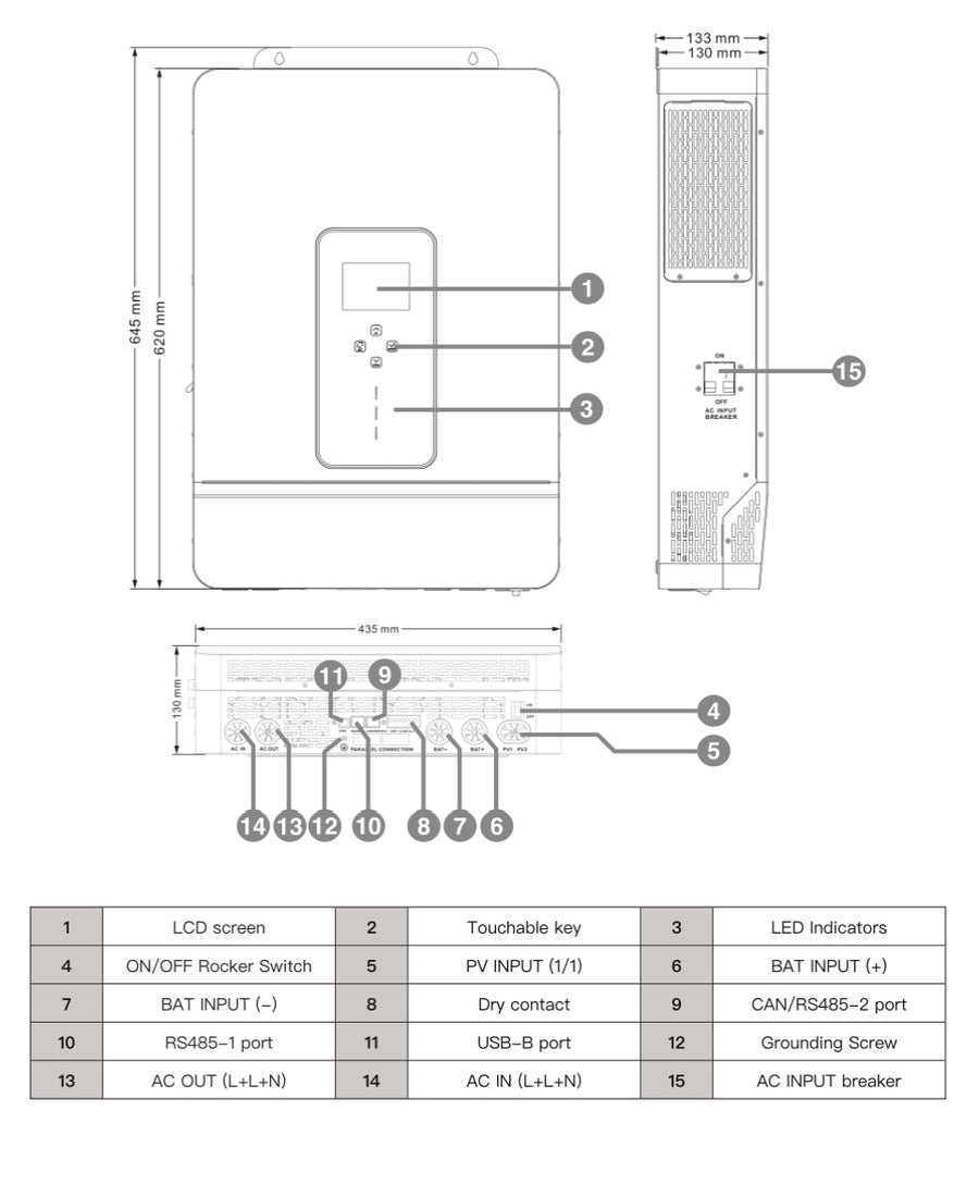 レビューキャンペーン ドングルプレゼント】SRNE ハイブリッドインバーター 取説付き 100V/200V 単相三線 10kW出力 PV4